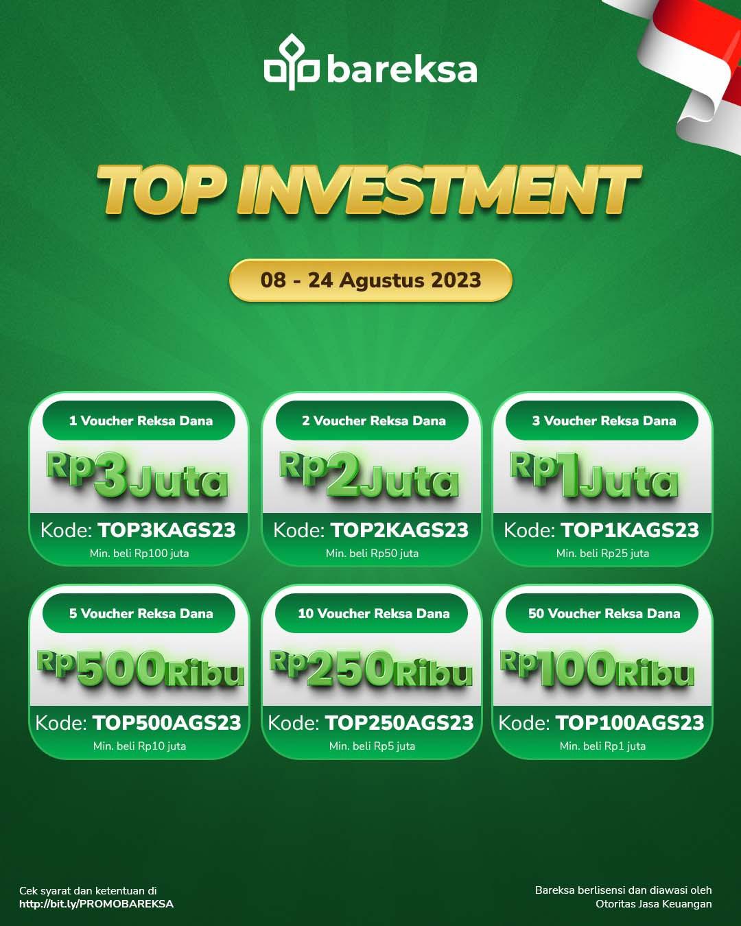Promo Top Investment Agustus Berhadiah Reksadana hingga Rp3 Juta