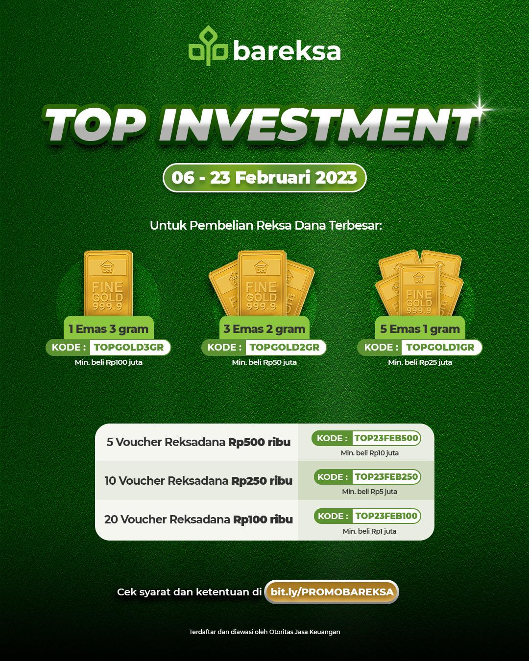 Promo Top Up Investasi Reksadana, Berhadiah Voucher hingga Emas Batangan