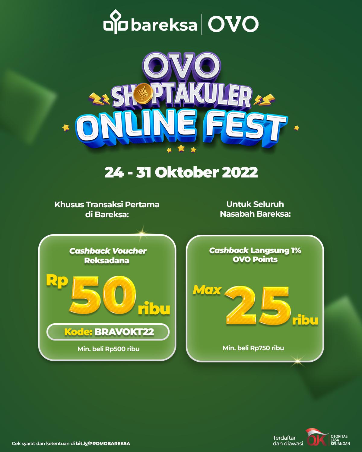 Promo OVO Oktober 2022 di Bareksa, Beli Reksadana Raih Cashback Rp50 Ribu 